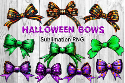 Halloween Bow Sublimation PNG Clipart Set