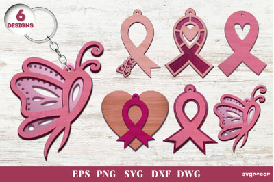 Cancer Awareness Keychains Laser Cut