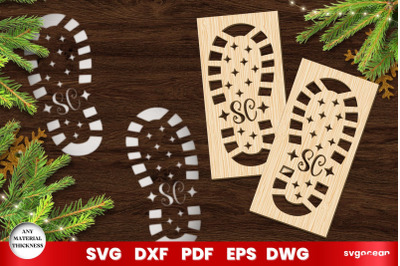 Santa Claus Footprint Stencil Laser Cut