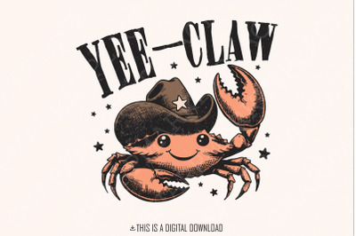 Yee Claw Crab png, Funny Cowboy Crab, Beach Cowgirl png, Beach Cowboy