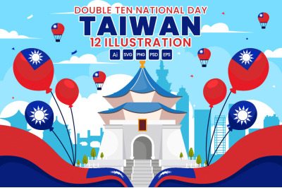 12 Double Ten Taiwan National Day Illustration