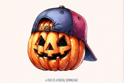 Boy Pumpkin PNG, Pumpkin Ballcap Design, Halloween, PNG Digital Art Do