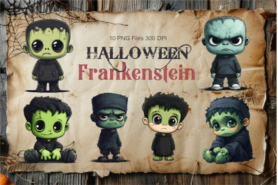 Cute Halloween Frankenstein. TShirt Sticker.