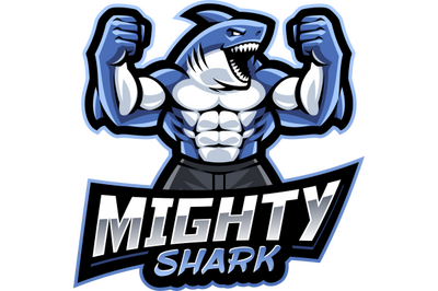 Mighty shark esport mascot logo design