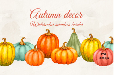 Autumn decor. Seamless border. PNG