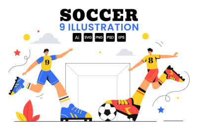 9 Soccer Sports Illustration