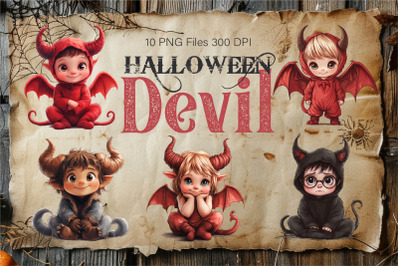 Cute Halloween Devil. TShirt Sticker.