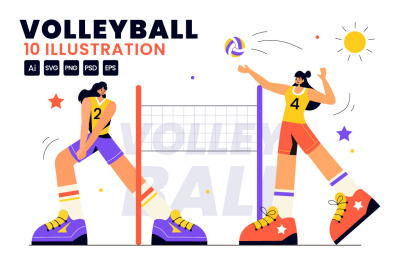 10 Volleyball Player Illustration