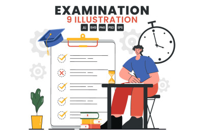 9 Examination Vector Illustration