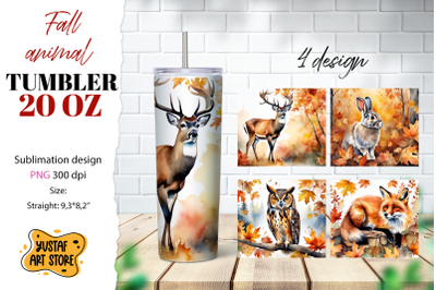 Fall tumbler bundle. Fall animal sublimation 4 design