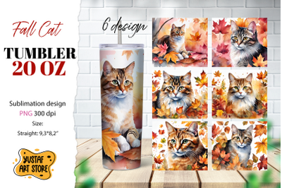 Fall tumbler bundle. Fall Cat sublimation 6 design