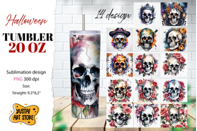 Halloween tumbler Bundle. Skull sublimation 14 design