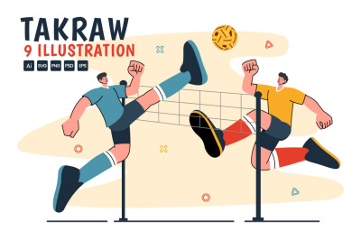 9 Sepak Takraw Sports Illustration