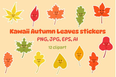 Kawaii Autumn Leaves stickers