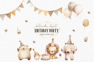 First birthday watercolor clipart