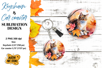 Fall Keychain. Fall Car coaster sublimation design