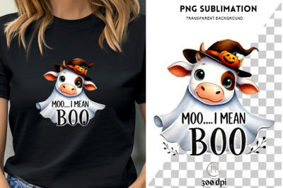 Moo I Mean Boo, Halloween Shirt PNG, Instant Digital Download, Funny H