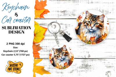 Fall Keychain. Fall Car coaster sublimation design