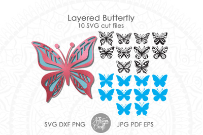 Layered Butterfly SVG cut files | 3D paper butterflies