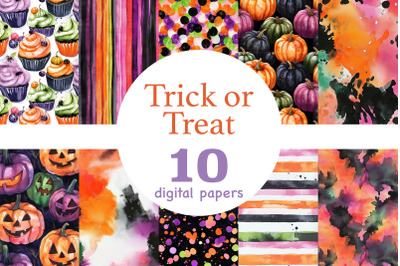 Trick Or Treat Digital Papers | Halloween Pattern Bundle