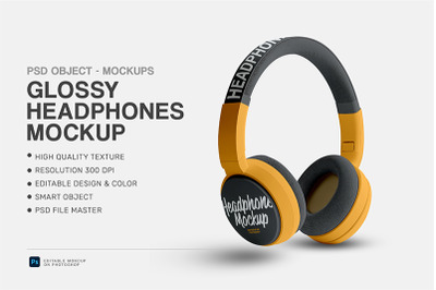 Glossy Headphones Mockup