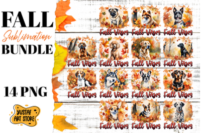 Fall sublimation bundle. Fall dog sublimation. 14 PNG