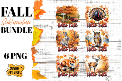 Hello Fall sublimation design. Watercolor Fall 6 design