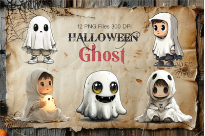 Cute Halloween Ghost. TShirt Sticker.