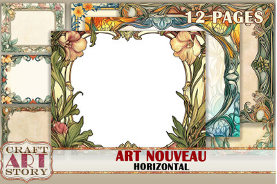 Art Nouveau Frame horizontal journal pages,Border