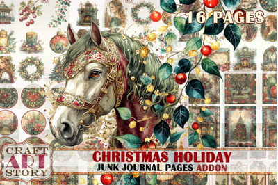 Vintage Christmas holiday ADDON Junk Journal Pages,winter