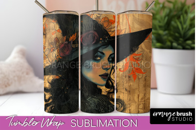 Vintage Halloween Tumbler Wrap, Spooky Halloween Sublimation