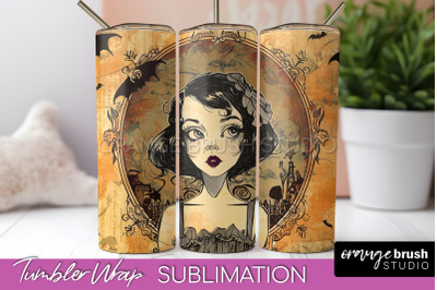 Vintage Halloween Tumbler Wrap, Spooky Halloween Sublimation