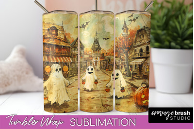 Vintage Halloween Tumbler Wrap, Spooky Halloween Sublimation