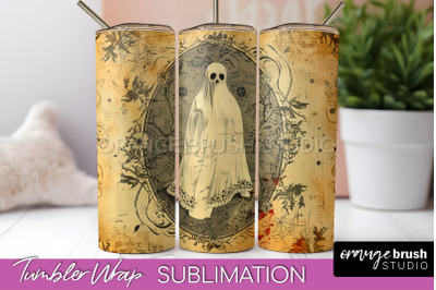 Vintage Halloween Tumbler Wrap, Spooky Halloween Sublimation