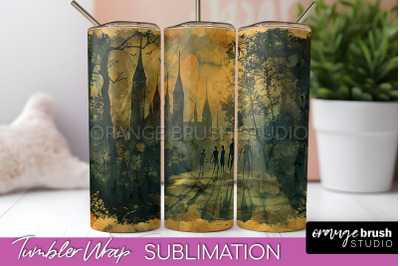 Vintage Halloween Tumbler Wrap, Spooky Halloween Sublimation