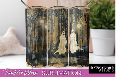 Vintage Halloween Tumbler Wrap, Spooky Halloween Sublimation