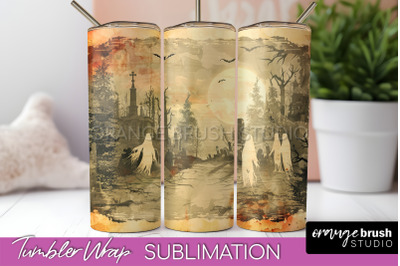 Vintage Halloween Tumbler Wrap, Spooky Halloween Sublimation