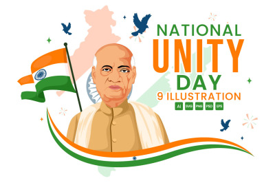 9 National Unity Day in India Illustration