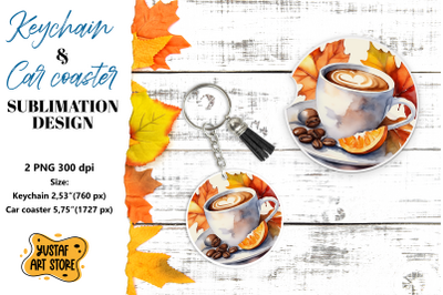 Fall Keychain. Fall Car coaster sublimation design