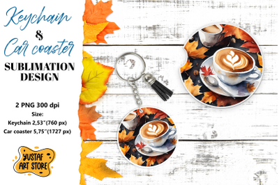 Fall Keychain. Fall Car coaster sublimation design