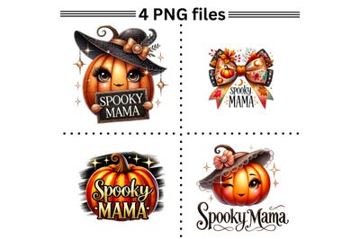 Spooky Mama, Retro PNG Bundle for Sublimation Designs, Girly Pumpkin P