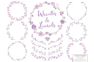 Lavender Floral Wreath Set