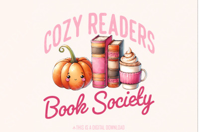 Cozy Readers Book Society Png, Sublimation Design, Bookish Png, Fall P