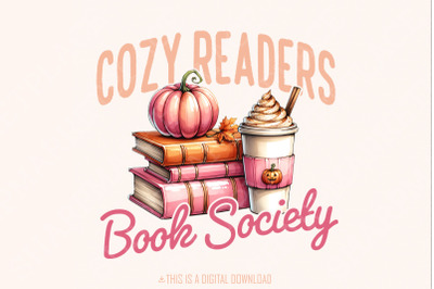 Cozy Readers Book Society Png, Sublimation Design, Bookish Png, Fall P