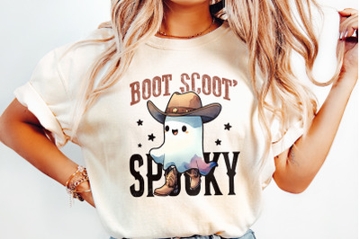 Boot Scoot Spooky PNG, Western Ghost PNG, Retro Halloween Design, Cowb