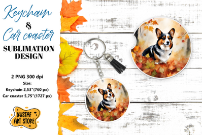 Fall Keychain. Fall Car coaster sublimation design