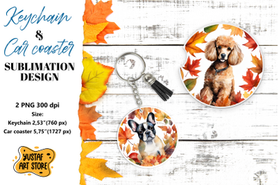 Fall Keychain. Fall Car coaster sublimation design