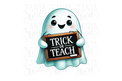 Trick or Teach Digital Download, Teacher PNG for Print on Demand Proje