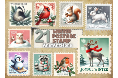 Winter postage stamps