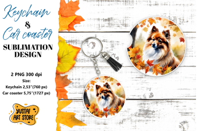 Fall Keychain. Fall Car coaster sublimation design